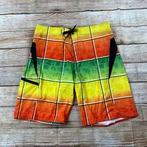 Palmwave Hawaiian Print Board Shorts Men Size 36 Swim Trunks - Worn Once